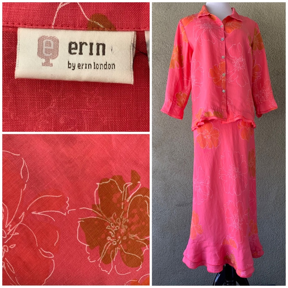 🔥5/$20🔥 “Erin” Linen Blouse and Skirt Set size 8 and 12